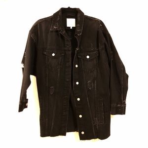 Long black Denim jacket By Zara NWOT